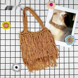 image-European And American Handmade Solid Color Tassel Bag Ethnic Style