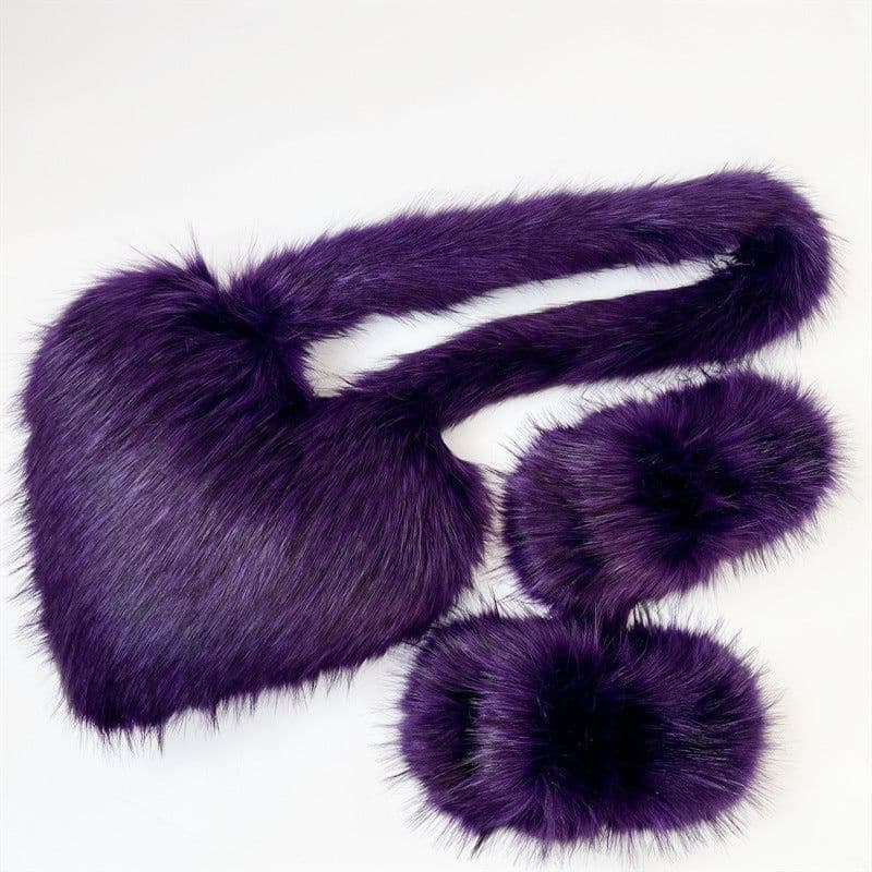 image-Crossbody Love Slippers Suit Raccoon Fur Fur Plush Shell Bag Home Shoes Bag Suit