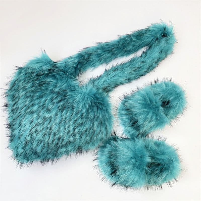 image-Crossbody Love Slippers Suit Raccoon Fur Fur Plush Shell Bag Home Shoes Bag Suit