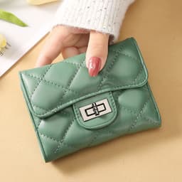 image-Women's Classic Style Rhombus Wallet Short Clutch