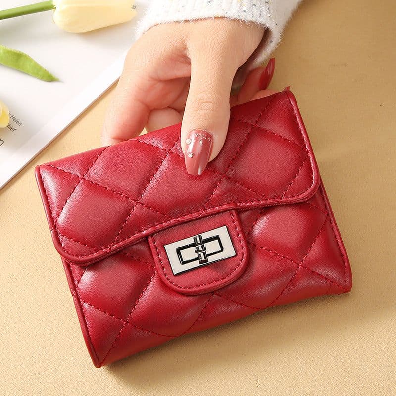image-Women's Classic Style Rhombus Wallet Short Clutch