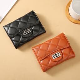 image-Women's Classic Style Rhombus Wallet Short Clutch