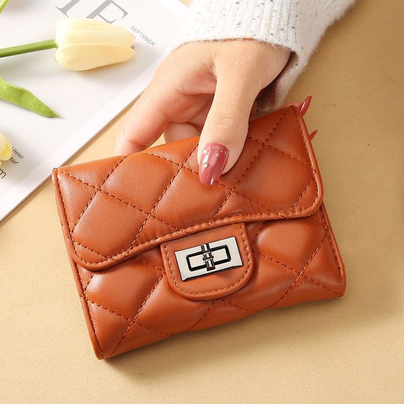 image-Women's Classic Style Rhombus Wallet Short Clutch