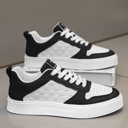 image-Casual Lace-up Sneakers Men Fashion Breathable Plaid Flats Shoes