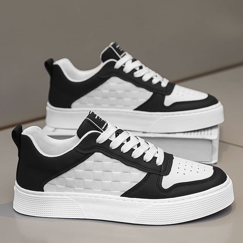 image-Casual Lace-up Sneakers Men Fashion Breathable Plaid Flats Shoes