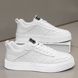 image-Casual Lace-up Sneakers Men Fashion Breathable Plaid Flats Shoes