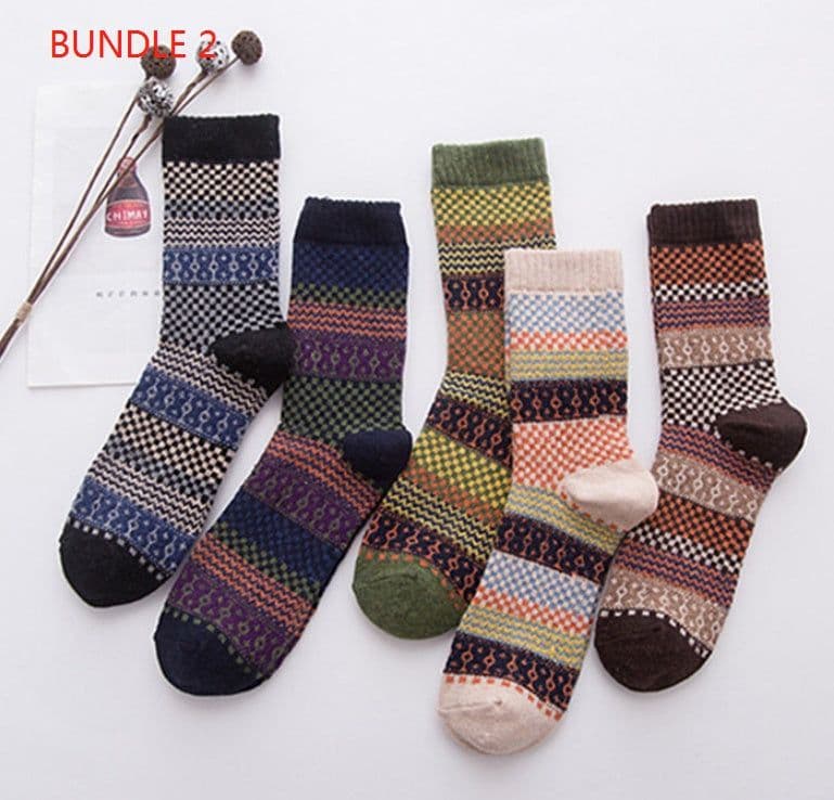 image-Winter Thick Warm Stripe Wool Socks Casual Sock Business Socks