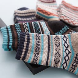 image-Winter Thick Warm Stripe Wool Socks Casual Sock Business Socks