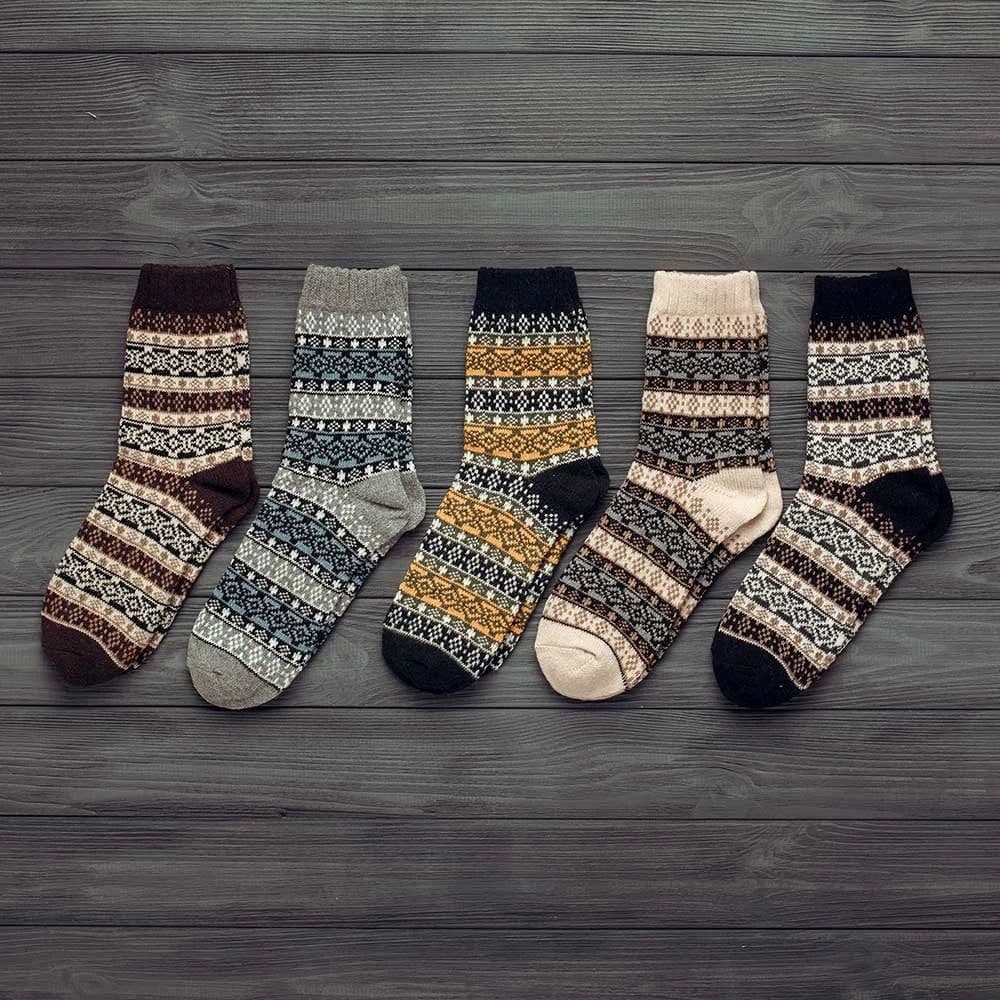 image-Winter Thick Warm Stripe Wool Socks Casual Sock Business Socks