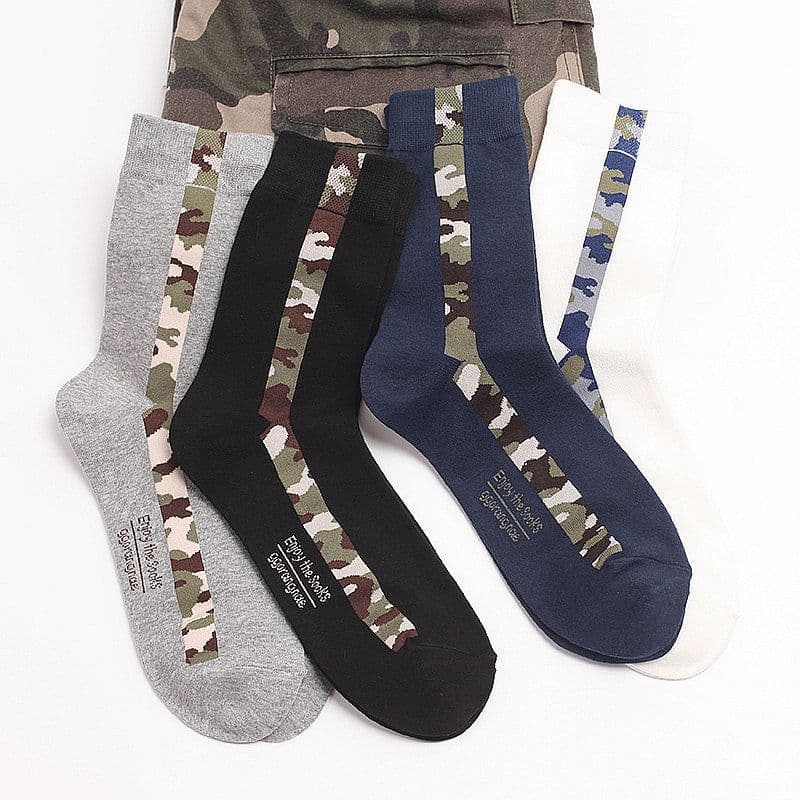 image-Rex rabbit autumn and winter camouflage tide men's socks solid color simple men's socks breathable large size sports warm cotton socks socks in stockings