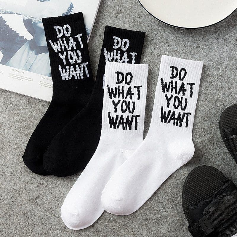 image-Retro skateboard alphabet tube socks