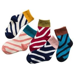 image-Embroidered striped baby socks cute animal baby cotton socks