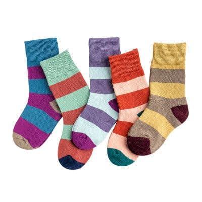 image-Embroidered striped baby socks cute animal baby cotton socks