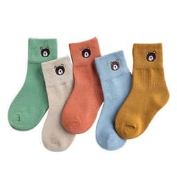image-Embroidered striped baby socks cute animal baby cotton socks