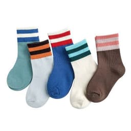 image-Embroidered striped baby socks cute animal baby cotton socks