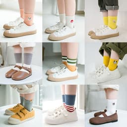 image-Embroidered striped baby socks cute animal baby cotton socks
