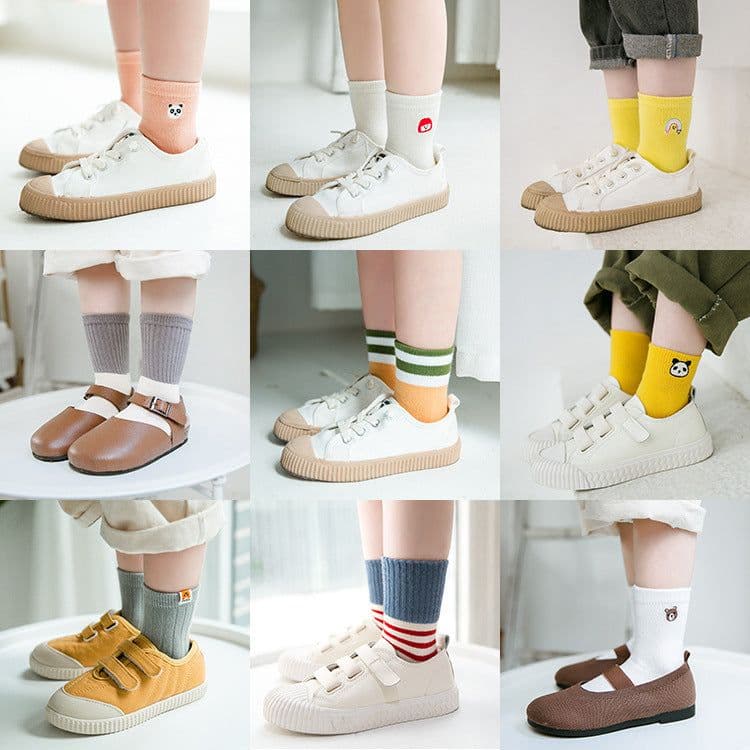 image-Embroidered striped baby socks cute animal baby cotton socks