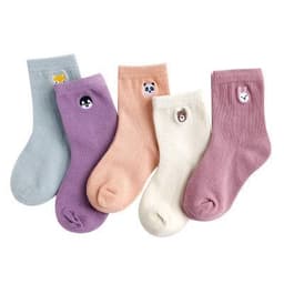 image-Embroidered striped baby socks cute animal baby cotton socks
