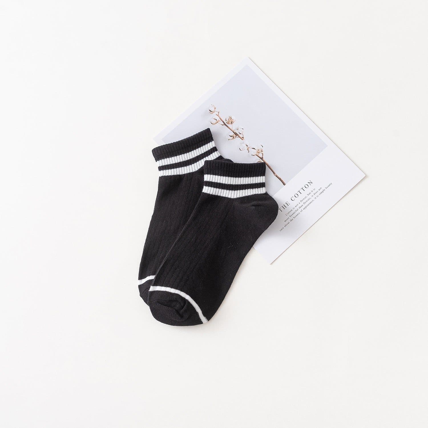 image-Two bar sports socks middle tube socks female