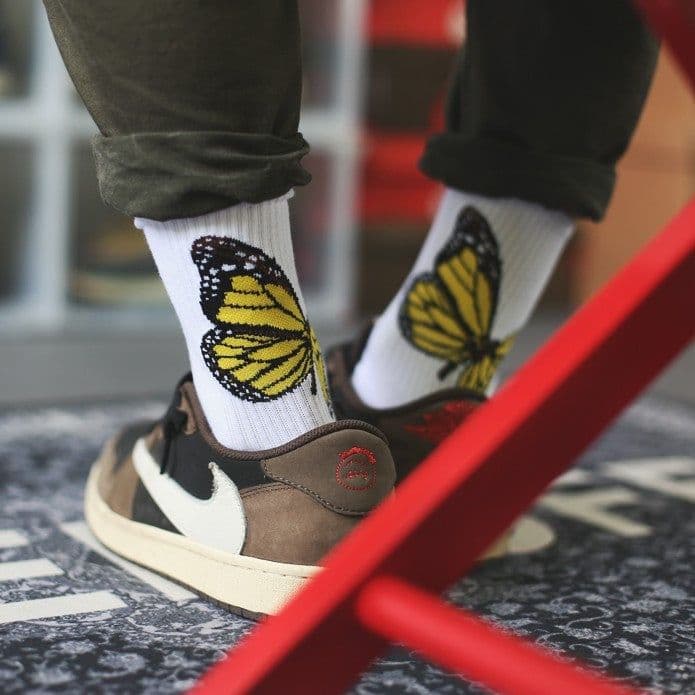 image-Palm butterfly cotton sports socks
