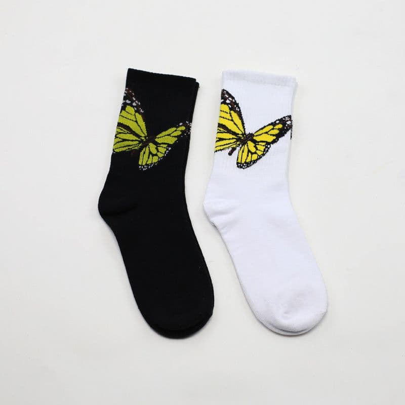 image-Palm butterfly cotton sports socks