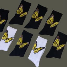 image-Palm butterfly cotton sports socks