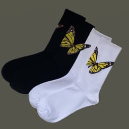 image-Palm butterfly cotton sports socks