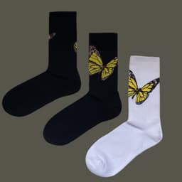 image-Palm butterfly cotton sports socks