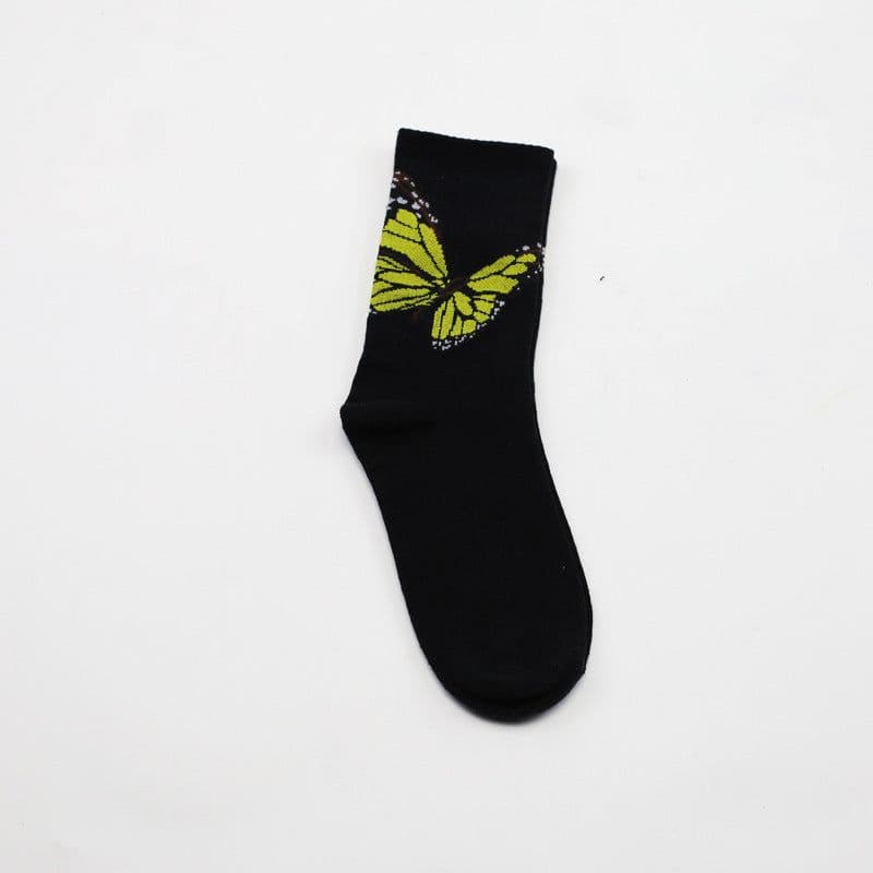 image-Palm butterfly cotton sports socks