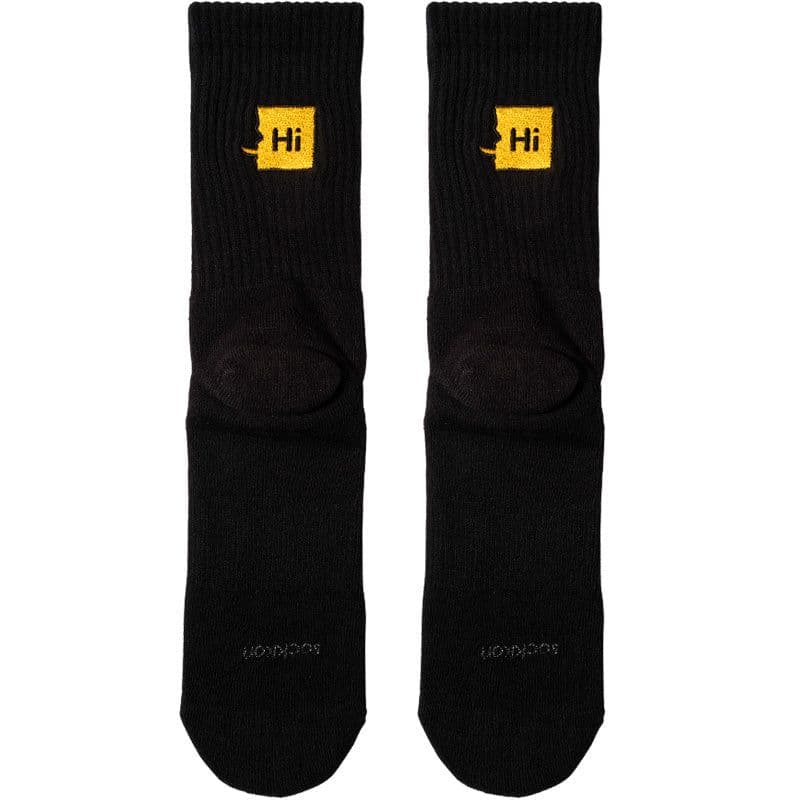 image-Men's white embroidery alphabet socks
