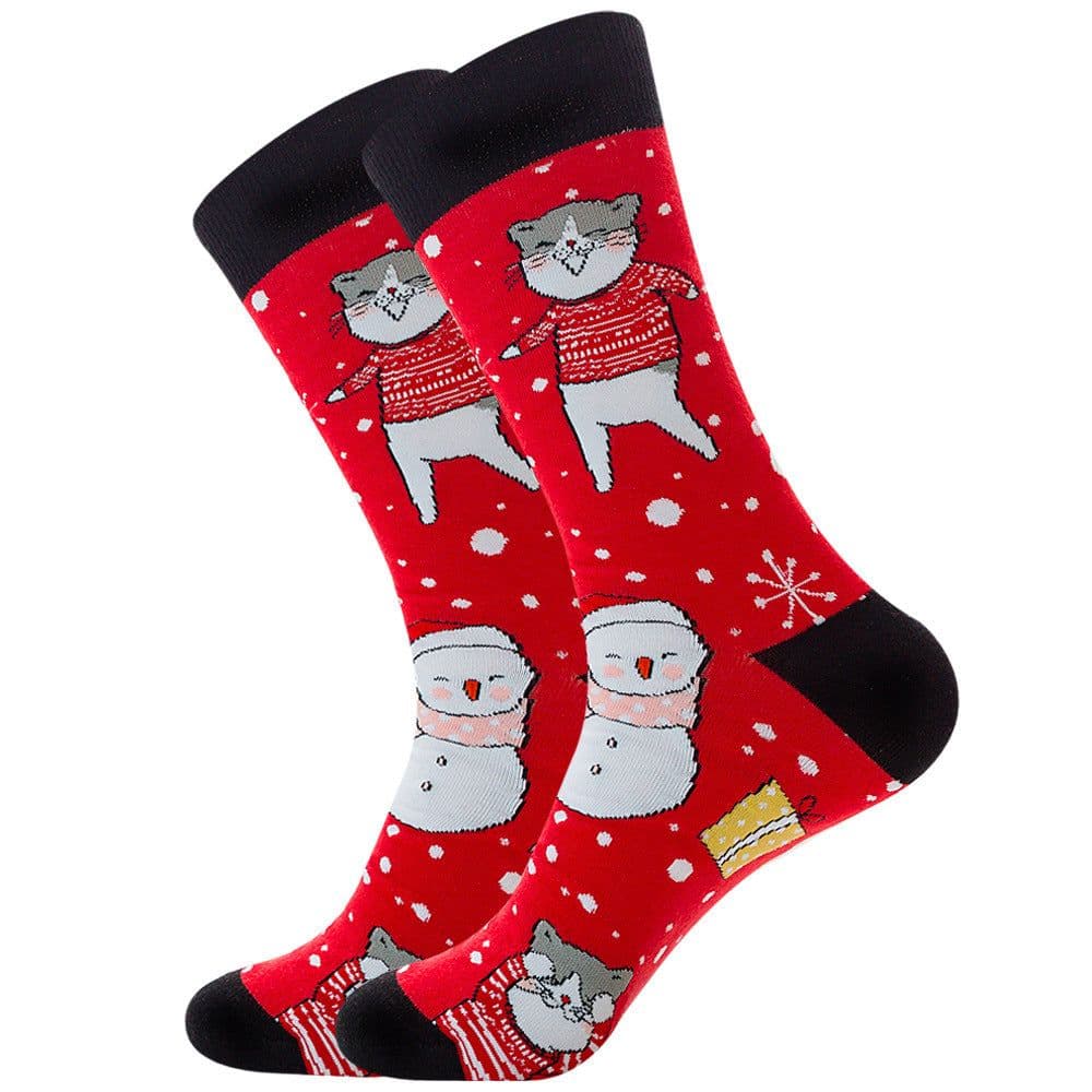 image-Men's socks Santa Claus Elk Men's Tube Socks Trendy Cotton Socks