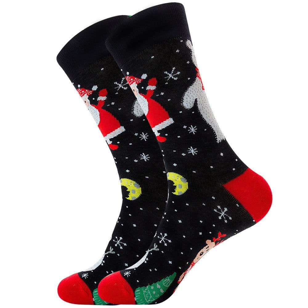 image-Men's socks Santa Claus Elk Men's Tube Socks Trendy Cotton Socks