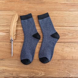 image-Socks men's winter thickened warm double terry socks men's casual cotton medium tube socks rib color matching towel socks
