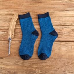 image-Socks men's winter thickened warm double terry socks men's casual cotton medium tube socks rib color matching towel socks