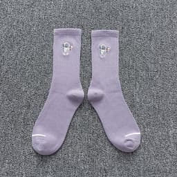 image-Embroidered cotton socks astronaut all-match socks sports socks
