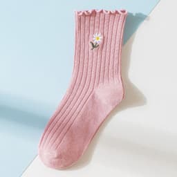 image-Japanese Cute Cotton Daisy Lace Pile Socks