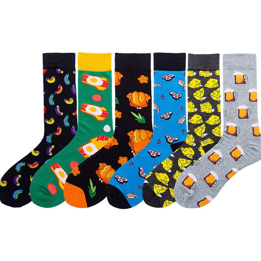 image-Diamond Shaped Animal Socks For Men, Fruit Cotton Socks