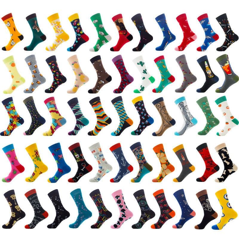 image-Diamond Shaped Animal Socks For Men, Fruit Cotton Socks