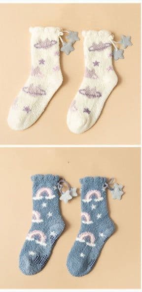 image-Winter Thick Women's Socks Japanese Sweet Girl Socks Coral Fleece Socks