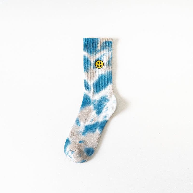 image-Smiley Embroidered Tie-Dye Socks Tide Socks In Tube