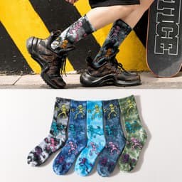 image-Smiley Embroidered Tie-Dye Socks Tide Socks In Tube