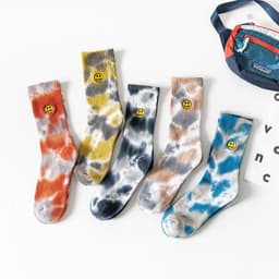 image-Smiley Embroidered Tie-Dye Socks Tide Socks In Tube