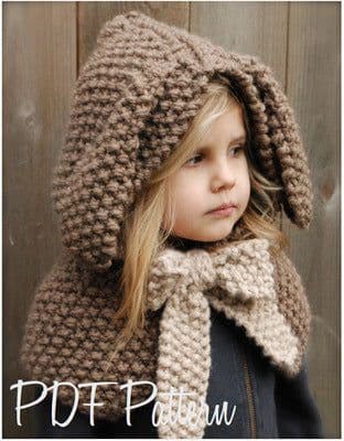 image-Baby Girls Hats Handmade Kids Winter Hats Wrap Bear Scarf Caps