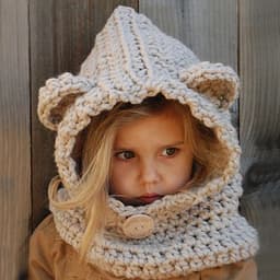 image-Baby Girls Hats Handmade Kids Winter Hats Wrap Bear Scarf Caps