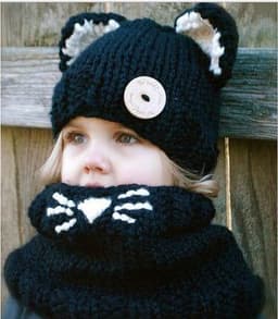 image-Baby Girls Hats Handmade Kids Winter Hats Wrap Bear Scarf Caps