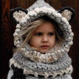 image-Baby Girls Hats Handmade Kids Winter Hats Wrap Bear Scarf Caps