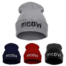 image-Autumn MEOW Men Women Casual Hip Hop Hats Knitted Wool Skullies Beanies Hat Warm Winter Hat For Women Beanie Winter Caps