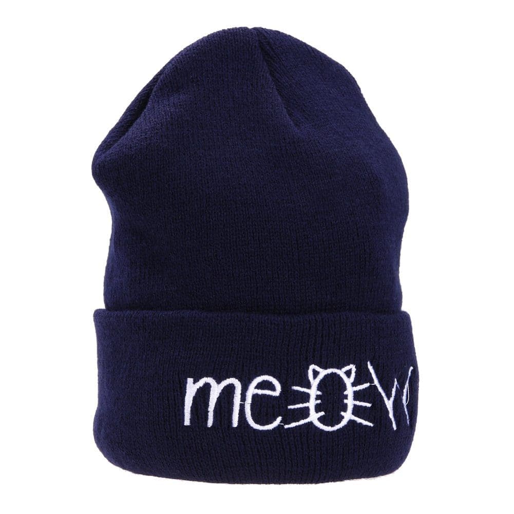 image-Autumn MEOW Men Women Casual Hip Hop Hats Knitted Wool Skullies Beanies Hat Warm Winter Hat For Women Beanie Winter Caps