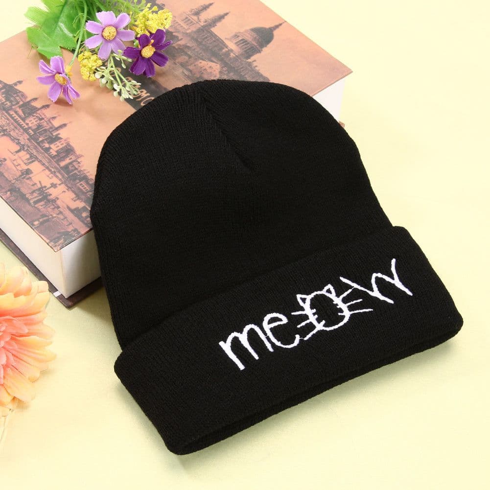 image-Autumn MEOW Men Women Casual Hip Hop Hats Knitted Wool Skullies Beanies Hat Warm Winter Hat For Women Beanie Winter Caps