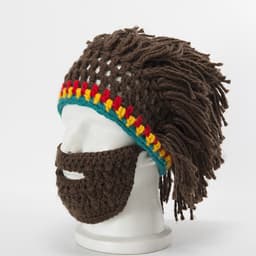 image-Halloween party spoof knit wool hats handmade beard men and women wig hats